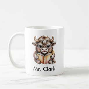 Cute Musk Ox Reading a Book Custom Coffee Mug
