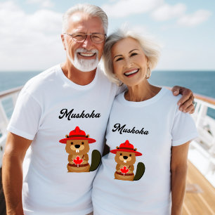 Cute Muskoka Canada Beaver with Red Hat T-Shirt