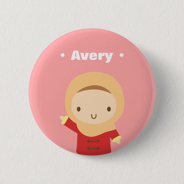 Cute Muslim Girl With Hijab Scarf Winter 6 Cm Round Badge (Front)