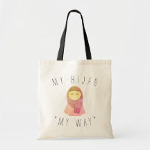 cute muslim girl with hijab tote bag