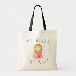 cute muslim girl with hijab tote bag