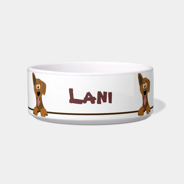 Cute Mutt Mixed Breed Dog Personalised Pet Bowl (Front)