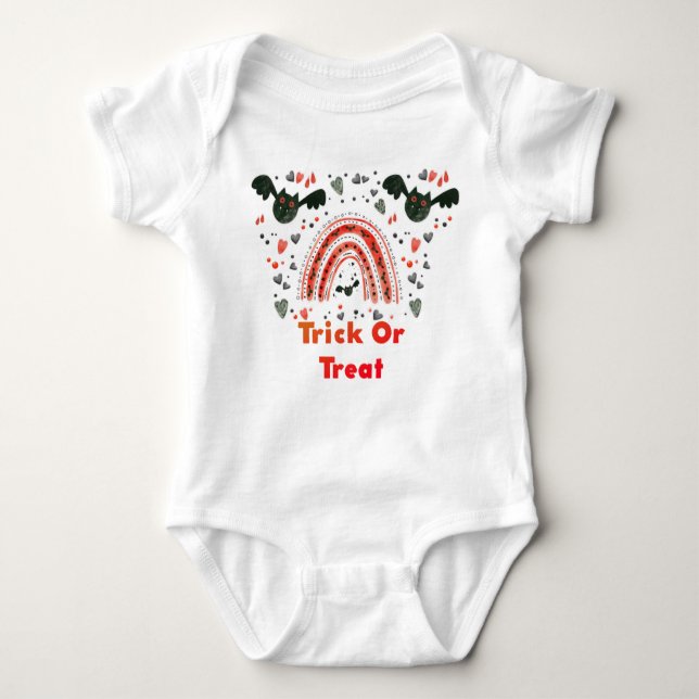 Cute My 1st Halloween with Red Rainbow Bats Spooky Baby Bodysuit (Front)