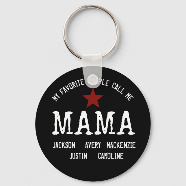 Cute My Favourite People Call Me Mama Personalised Key Ring (Front)
