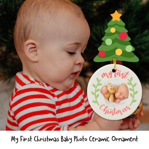 Cute My First Christmas Baby Photo Ceramic Ornament