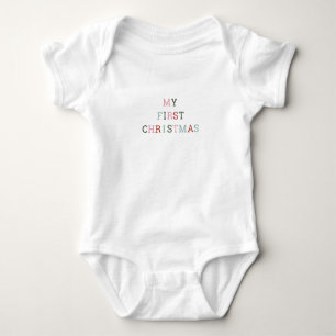 Cute My First Christmas Festive Quote Baby Bodysuit