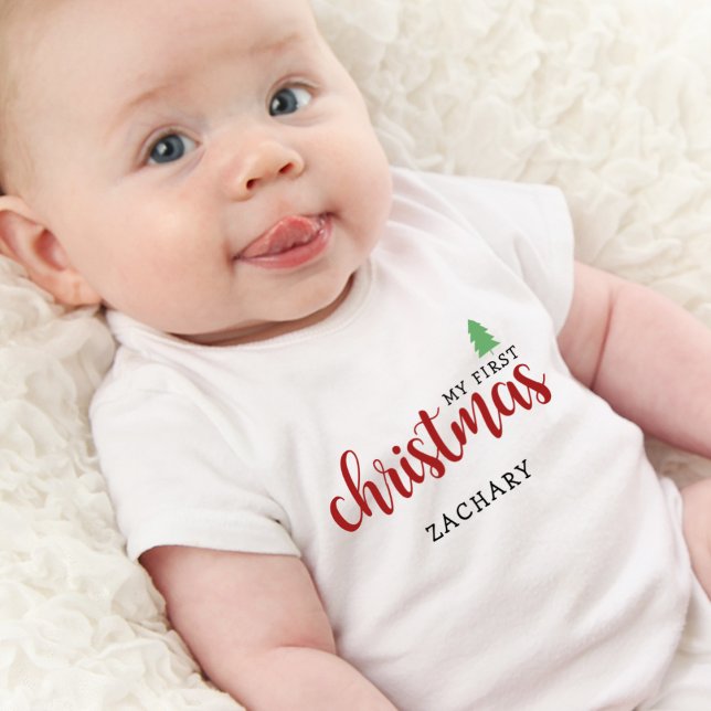 Cute My First Christmas Name Baby Bodysuit (Cute My First Christmas Name Baby Bodysuit)