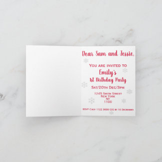 Cute My First Christmas Snowmen Personalise Baby Invitation