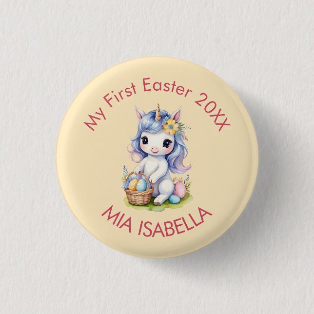 Cute My First Easter Unicorn Button (Front)