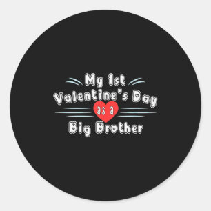Cute My First Valentines Day As A Big Brother Boys Classic Round Sticker