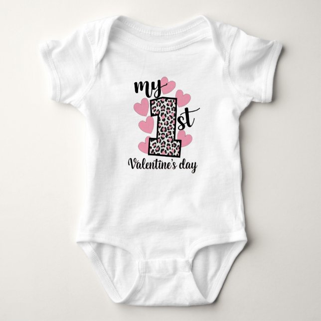 CUTE MY FIRST VALENTINES DAY SAYING BABY BODYSUIT (Front)