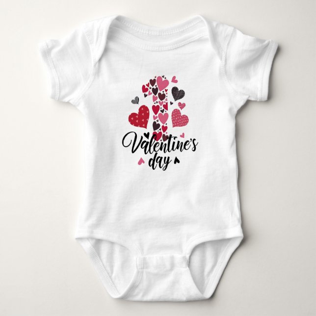 CUTE MY FIRST VALENTINES DAY SAYING BABY BODYSUIT (Front)