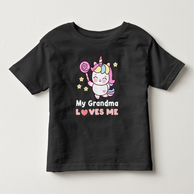 Cute My Grandma Loves Me Unicorn Toddler T-Shirt (Front)