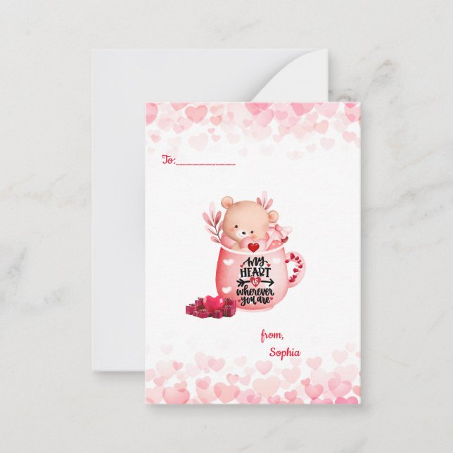 Cute My Heart is wherever you are Bear in a Mug  Card (Front)