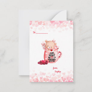 Cute My Heart is wherever you are Bear in a Mug  Card