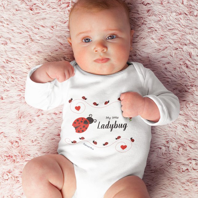 Cute My Little Ladybug Red and Black with Name Baby Bodysuit (Creator Uploaded)