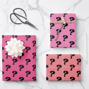 Cute Mystery Gift Wrapper Question Mark Black&Pink Wrapping Paper Sheet