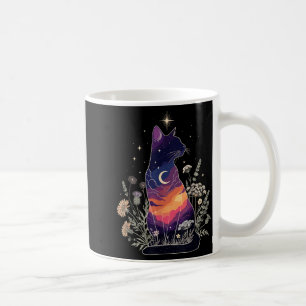 Cute Mystical Cat Lover Kitten Floral Women Girls Coffee Mug