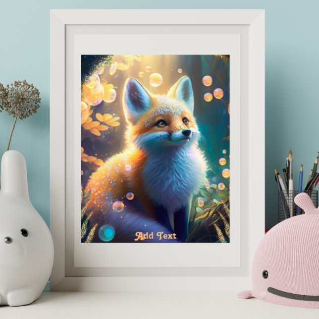 Cute Mystical Fox in Enchanted Forest Personalised Poster (Creator Uploaded)