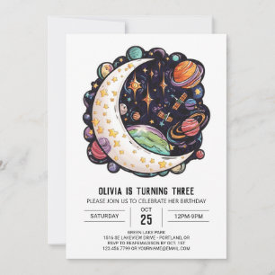 Cute Mystical Stars Digital Birthday Invitation