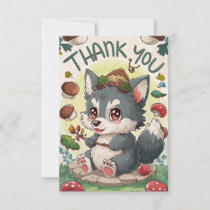 Cute Mystical Wolf Thank You Card