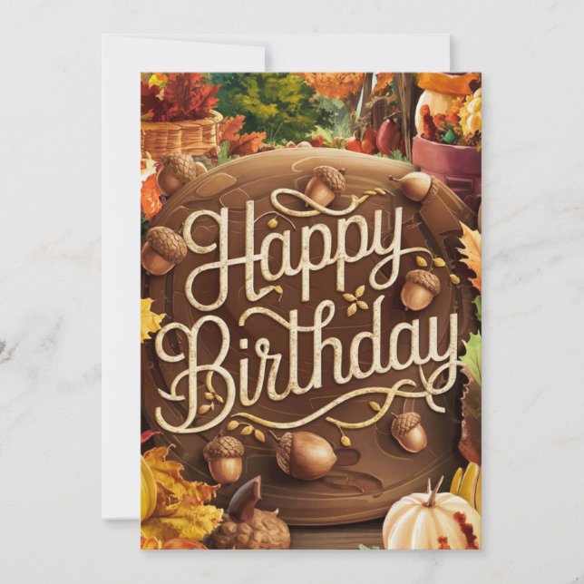 Cute Mystical Woodland Autumn Fall Happy Birthday  Card (Front)