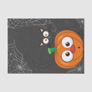 Cute n Spooky Cat and Pumpkin Halloween Tissue Paper