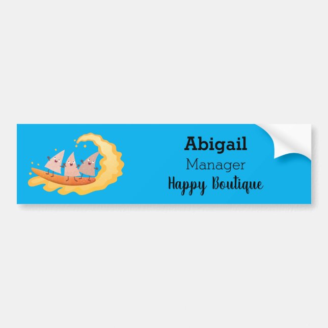 Cute nachos corn chips surfing bumper sticker (Front)