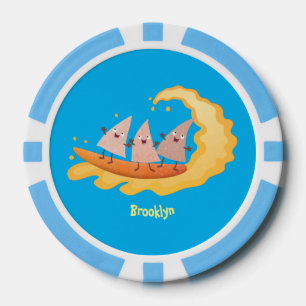Cute nachos corn chips surfing cartoon