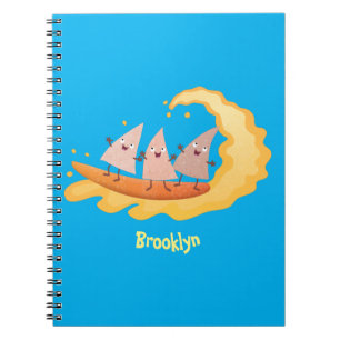 Cute nachos corn chips surfing cartoon  notebook