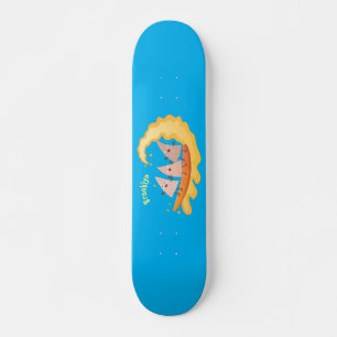 Cute nachos corn chips surfing cartoon  skateboard