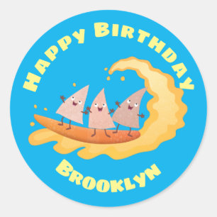Cute nachos corn chips surfing  classic round stic classic round sticker