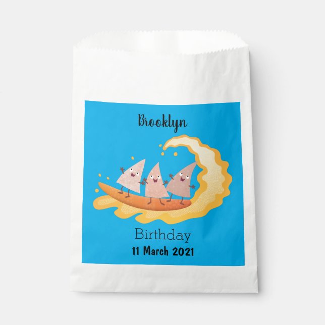 Cute nachos corn chips surfing  favour bag (Front)