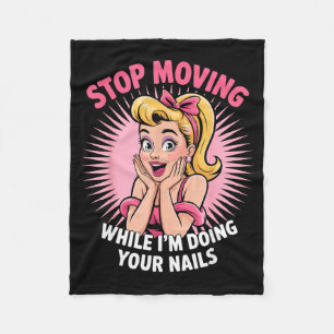 Cute Nail Tech Art For Women Girl Manicurist Nail Fleece Blanket