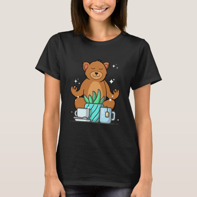 Cute Namaste Bear Do Yoga Gardening  Coffee Tea T-Shirt (Front)