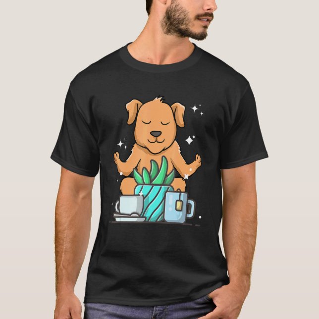 Cute Namaste Dog Do Yoga Gardening  Coffee T-Shirt (Front)