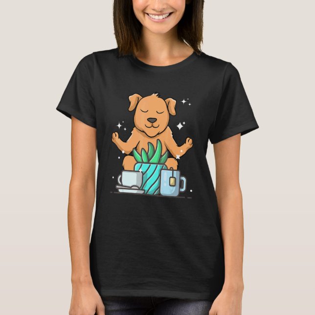 Cute Namaste Dog Do Yoga Gardening  Coffee T-Shirt (Front)
