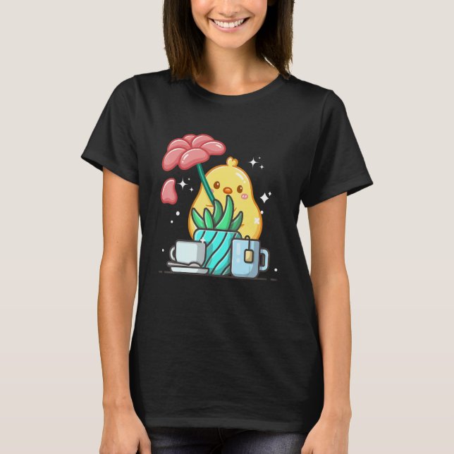 Cute Namaste Duck Do Yoga Gardening  Coffee T-Shirt (Front)