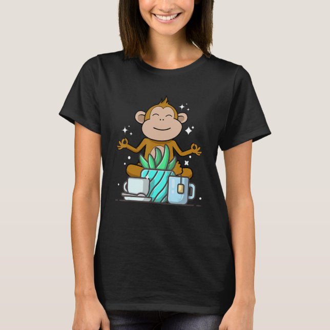 Cute Namaste Monkey Do Yoga Gardening  Coffee T-Shirt (Front)