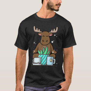 Cute Namaste Moose Do Yoga Gardening  Coffee T-Shirt