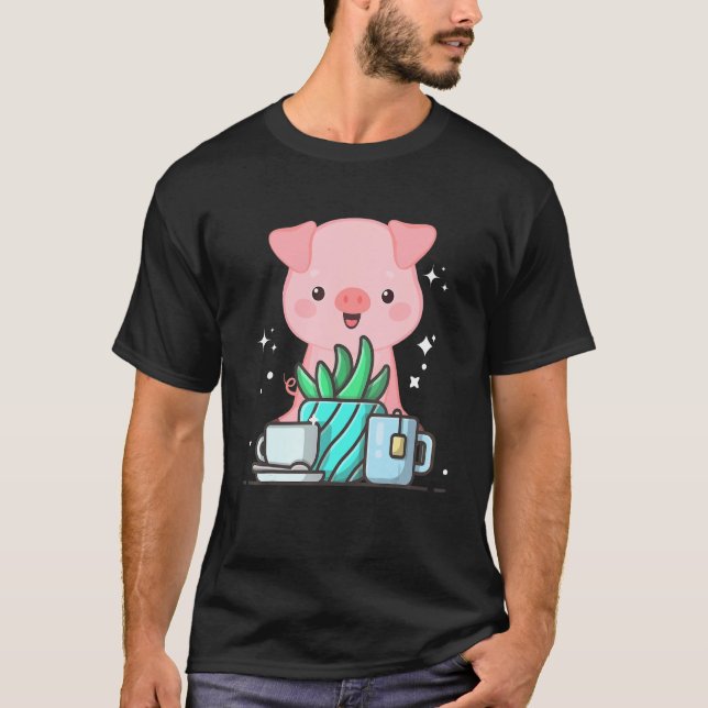 Cute Namaste Pig Do Yoga Gardening  Coffee T-Shirt (Front)