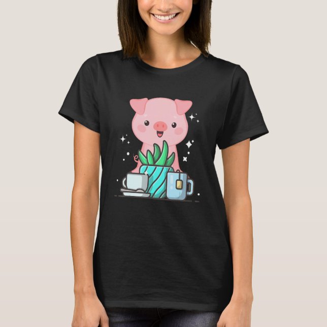 Cute Namaste Pig Do Yoga Gardening  Coffee T-Shirt (Front)