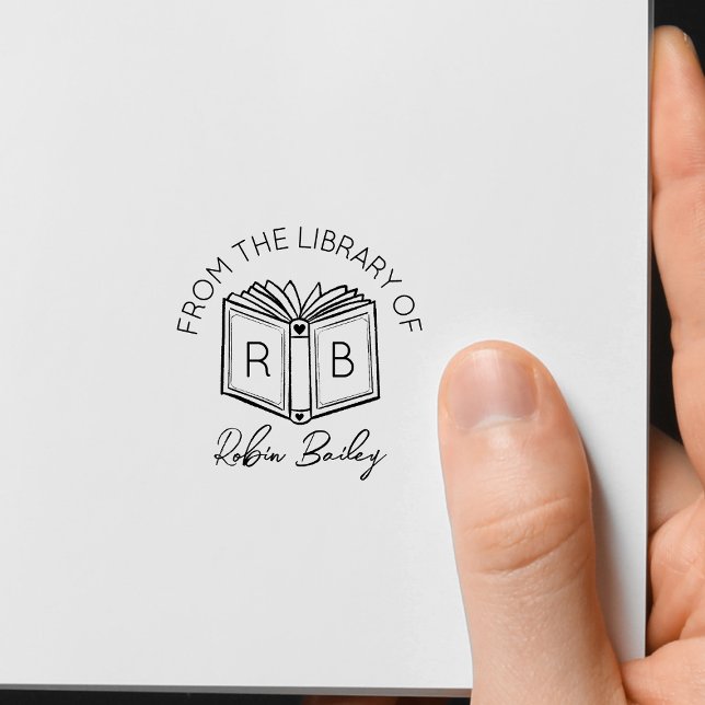 Cute Name and Initials Personal Library Bookplate Self-inking Stamp (Creator Uploaded)