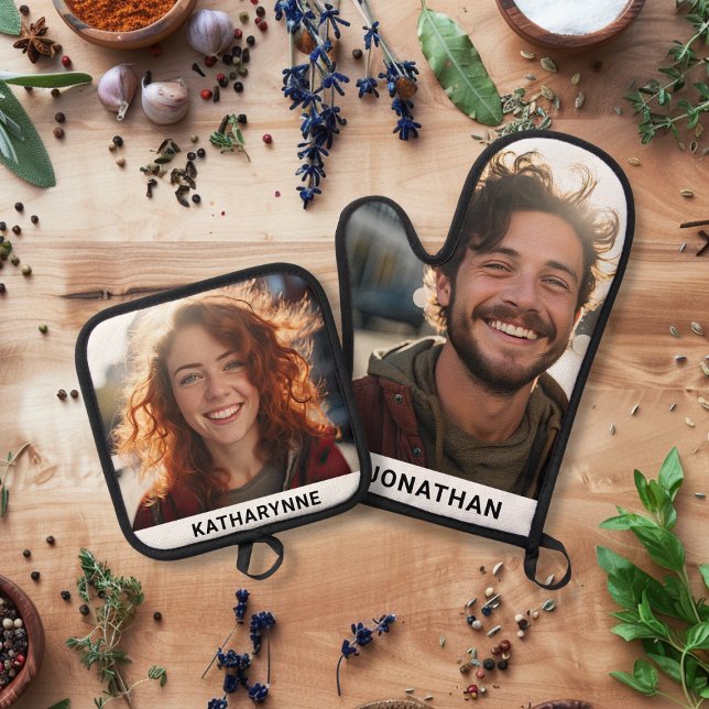 Cute Name and Photo Personalised Oven Mitt & Pot Holder Set (Cute Name and Photo Personalized Oven Mitt & Pot Holder Set)