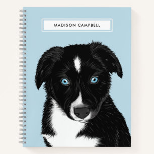 Cute Name Black Bi Aussie Puppy Blue Notebook