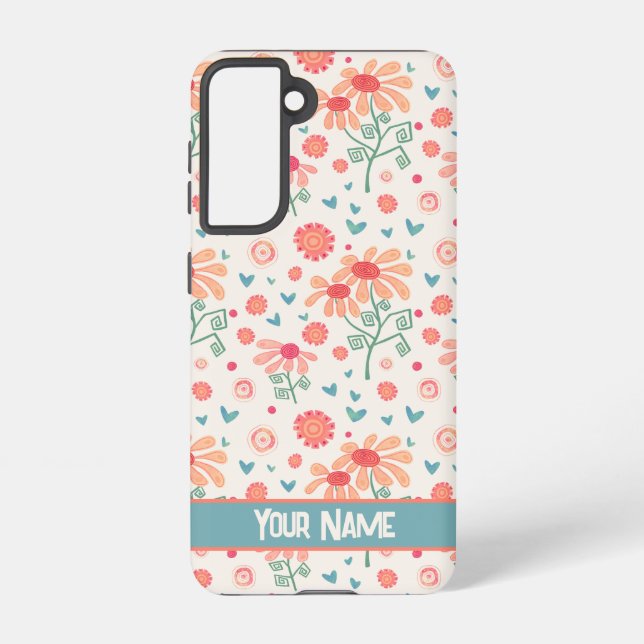 Cute Name Flowers Inspirivity Custom Pink  Samsung Galaxy S21 Case (Back)