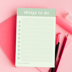 Cute Name Green School Daily Tasks Post-it Notes