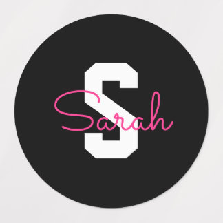 Cute Name & Monogram | Black White & Pink