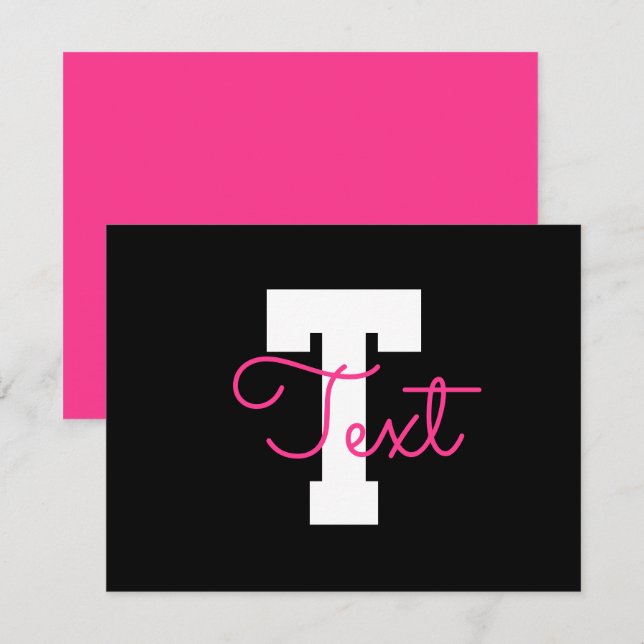 Cute Name & Monogram | Black White & Pink Card (Front/Back)