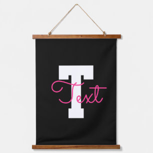 Cute Name & Monogram   Black White & Pink Hanging Tapestry